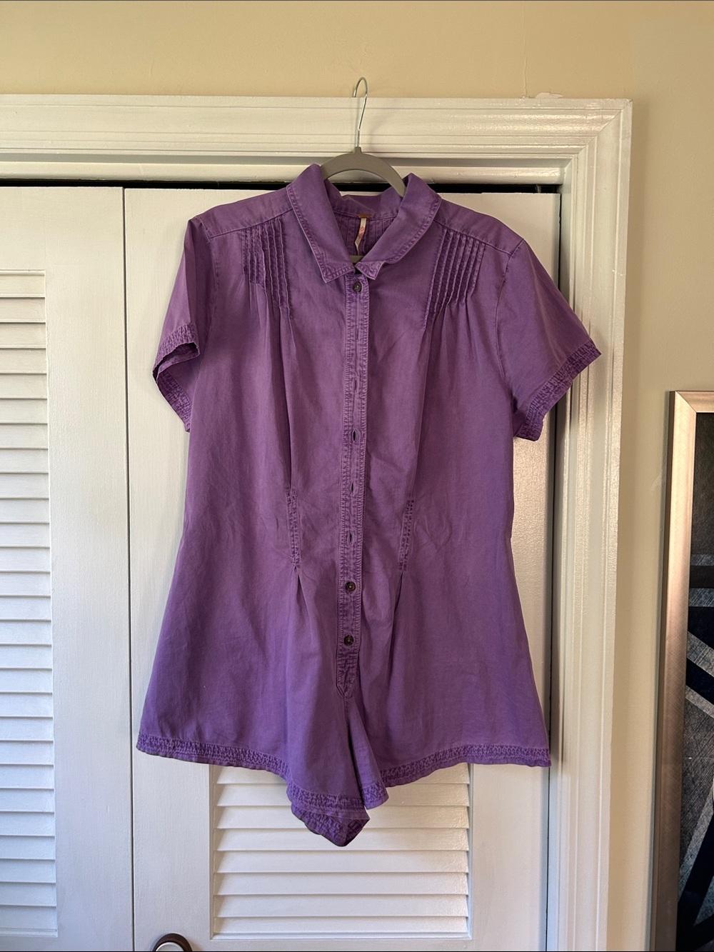 Free People Lavender Button-Front Romper